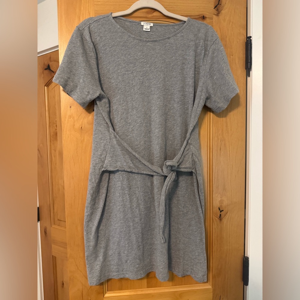 J. Crew Gray Short Sleeve Tie-Waist Dress